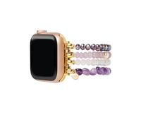 Cape Diablo Smart Watch Band for Women - Handmade Gemstone Strap - Compatible with 38mm-45mm Apple Faces (Small - 5.25-5.8 inches and stretchable, Mystic Amethyst)