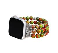 Cape Diablo Smart Watch Band for Women - Handmade Gemstone Strap - Compatible with 38mm-45mm Apple Faces (Small - Around 5.75-6.25 inches and stretchable, Vineyard Jasper)