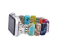 Cape Diablo Smart Watch Band for Women - Handmade Gemstone Strap - Compatible with 38mm-45mm Apple Faces (Mystic Chakra, Large 6.5-7.0 inches and stretchable)