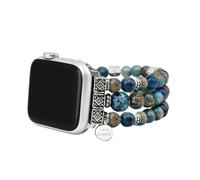 Cape Diablo Smart Watch Band for Women - Handmade Gemstone Strap - Compatible with 38mm-45mm Apple Watch Faces (Small - Around 5.75-6.25 inches and stretchable, Blue Imperial Jasper)
