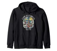 Cape Elizabeth Maine Octopus Lighthouse Since 1630 White Zip Hoodie