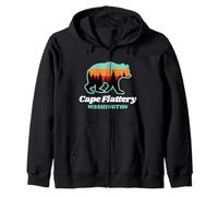 Cape Flattery Washington Fishing Summer Bear Zip Hoodie