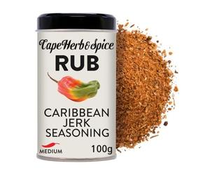 Cape Herb & Spice Rub Caribbean Jerk Seasoning Condiment, Chilli Rating Medium, 100 g Tin (Pack of 1)