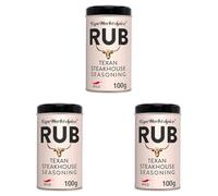 Cape Herb & Spice Texan Steakhouse Seasoning, Mild, 100 g Tin (3-Pack)