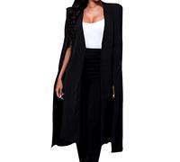 Cape Long Women's - Cape Blazer Women's Elegant Spring Costume Blazer Sleeves Long Open Women's Fashion Vintage Cape Blazer Coat Cape Business Cardigan Open Front Split Sleeve Coat, black, XXXL