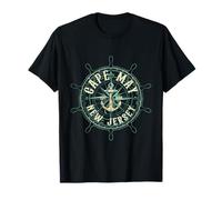 Cape May New Jersey Nautical Sailing Anchor and Wind Rose T-Shirt