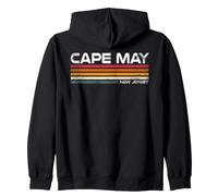 Cape May New Jersey Retro Stripes Vintage Coastal Design Zip Hoodie
