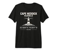 Cape Neddick Nubble Lighthouse Maine Coordinates Premium T-Shirt