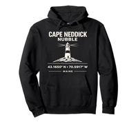 Cape Neddick Nubble Lighthouse Maine Coordinates Pullover Hoodie