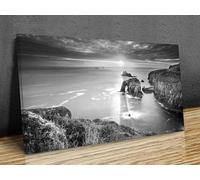 Cape of Lands End,England black and white, United Kingdom, Wall Art Painting Canvas Prints Wall Art, Mounted Canvas Print Ready to hang (26x14in 66x36cm)