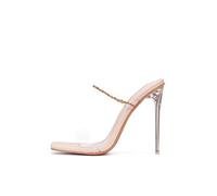 Cape Robbin Corinne Sexy Stiletto High Heels for Women, Transparent Square Open Toe Shoes Heels, Off White, 4.5 UK