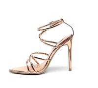 Cape Robbin Women's Strappy Pointy Open Toe Ankle Strap Stiletto Sandal-ADA Gold Size: 6