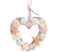 Cape Shore Christmas Resin Ornament Driftwood and Shells Heart Wreath Holiday Tree Decoration, Home Collection