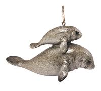 Cape Shore Manatee Mother and Baby Christmas Holiday Ornament 4.5 Inches Resin