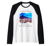 Cape Town at Night Table Mountains Souvenir South African Raglan Baseball Tee