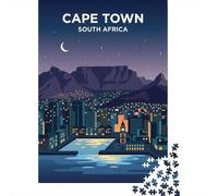 Cape Town Cityscape at Night Jigsaw Puzzle 1000 Pieces, Romantic City Break Scene, Matte Printed Jigsaw for Travel Lovers, Screen-Free Fun, 70x50cm/1000pcs