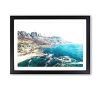 Cape Town in South Africa Painting Framed Print | A2 Black Framed Wall Art | Ready to Hang | Modern Historical Picture | Living Room Bedroom Lounge Office