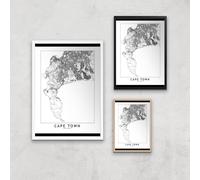 Cape Town Light City Map Giclee Art Print - A3 - Wooden Frame