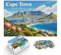 Cape Town, South Africa Illustration_001 Jigsaw Puzzle, 1000 Piece | For a thoughtful indoor hobby: Adult jigsaw puzzle with 1000 pieces offers a break from digital entertainment.