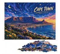 Cape Town South Africa Night Sky Family Wooden Jigsaw, Adults, 1000 Pieces | For home use: Puzzle for Adults: home hobby for puzzle fans over several sessions.