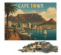 Cape Town Travel Poster South Africa - Table Jigsaw Puzzle, 1000 Pieces | Image-area sorting: an activity that can be paused and resumed during indoor leisure.