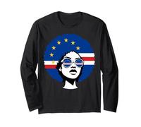 Cape Verde Afro Woman Flag Sunglasses Design Long Sleeve T-Shirt