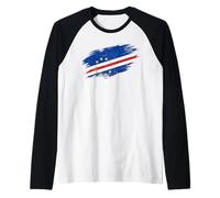 Cape Verde Flag Distressed Grunge Graphic Raglan Baseball Tee