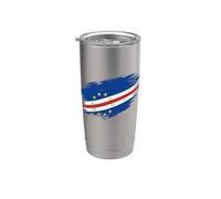 Cape Verde Flag Distressed Grunge Graphic Stainless Steel Insulated Tumbler