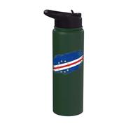 Cape Verde Flag Distressed Grunge Graphic Stainless Steel Insulated Water Bottle