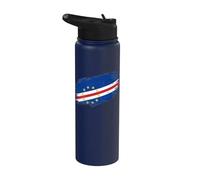 Cape Verde Flag Distressed Grunge Graphic Stainless Steel Insulated Water Bottle