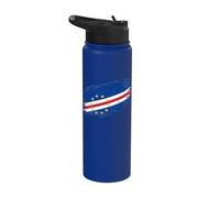 Cape Verde Flag Distressed Grunge Graphic Stainless Steel Insulated Water Bottle