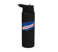 Cape Verde Flag Distressed Grunge Graphic Stainless Steel Insulated Water Bottle