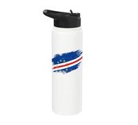 Cape Verde Flag Distressed Grunge Graphic Stainless Steel Insulated Water Bottle
