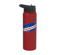 Cape Verde Flag Distressed Grunge Graphic Stainless Steel Insulated Water Bottle