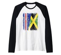 Cape Verde Jamaica Half Flag Cape Verdean Jamaican Heritage Raglan Baseball Tee