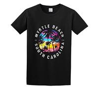capeclain Myrtle Beach Sc Palm Tree Unisex 100% Cotton Short-Sleeve T-Shirts Black XXXL