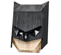 Caped Hero Bat House for Outdoors - Wooden Large Three Chamber Box Perfectly Designed to Attract Bats, Weather-Resistant (Black, 3 Chamber)