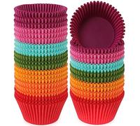 Caperci Bright Rainbow Jumbo Cupcake Liners Extra Large Muffin Baking Cups 300-Count, Odorless, Upgraded & Food Grade Grease-Proof Paper