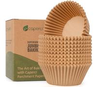 Caperci Parchment 200pcs Jumbo Muffin Liners for Baking - Natural Paper Large Cupcake Liners for Jumbo Muffin Pan, Balanced Non-Stick/Excellent Grease-Proof, No Smell, Food Grade (Natural)
