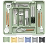 Caperci Silverware Drawer Organizer for kitchen (Sage Green)