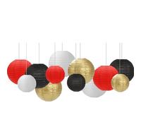 Capesaro Black Red White Paper Lanterns Decorative 12pcs Party Hanging Decorations for Party Bridal Shower Wedding Baby Shower Graduation Anniversary Room Decor