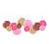Capesaro Pink Brown Paper Lanterns Decorative 12pcs Party Hanging Decorations for Western Cowgirl Party Birthday Retro Rodeo Party Supplies for Girls Baby Shower Western Room Decor