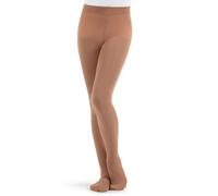Capezio Big Girls' Ultra Soft Self Knit Waistband Footed Tight, Suntan, One Size