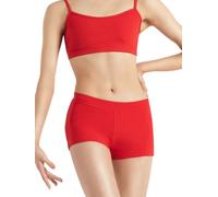 Capezio Boy Cut Low Rise Shorts, TB113 Mini Yoga Shorts for Women, Micro Short Activewear for Dance, Workouts, Gym, Exercise, Hot Pants, Red, X-Small