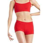 Capezio Boy Cut Low Rise Shorts, TB113 Mini Yoga Shorts for Women, Micro Short Activewear for Dance, Workouts, Gym, Exercise, Hot Pants, Red, Medium