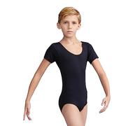 Capezio Boys' Tactel Short Sleeve Leotard - black - Medium