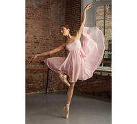 Capezio Camisole Empire Dress Dance Costume, Elegant Dance Costumes With Leotard & Flowing Georgette Skirt, Sleeveless Dress For Women, Ideal For Lyrical & Ballet Dance - Shell Pink, S (Small)