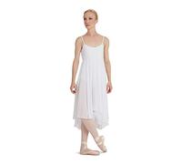 Capezio Camisole Empire Dress Dance Costume, Elegant Dance Costumes With Leotard & Flowing Georgette Skirt, Sleeveless Dress For Women, Ideal For Lyrical & Ballet Dance - White, L (Large)