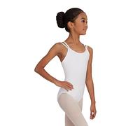 Capezio Camisole Leotard With Double Back Strap, Stylish Dance or Gymnastic Leotard, Scoop Neckline Dance Leotard Women Can Wear For Ballet, Jazz & Other Dance Styles - White, XS (Xtra Small)
