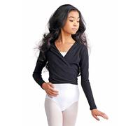 Capezio Child Girls Long Sleeve Ballet Wrap Top Dance Uniform CAD850C Black